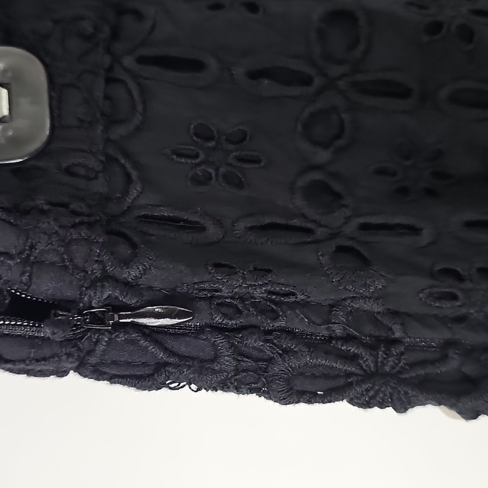 Free People Noir Black Eyelet 2-Piece Party Outfit Mini Skirt & Bralette Top Y2K - Picture 9 of 15